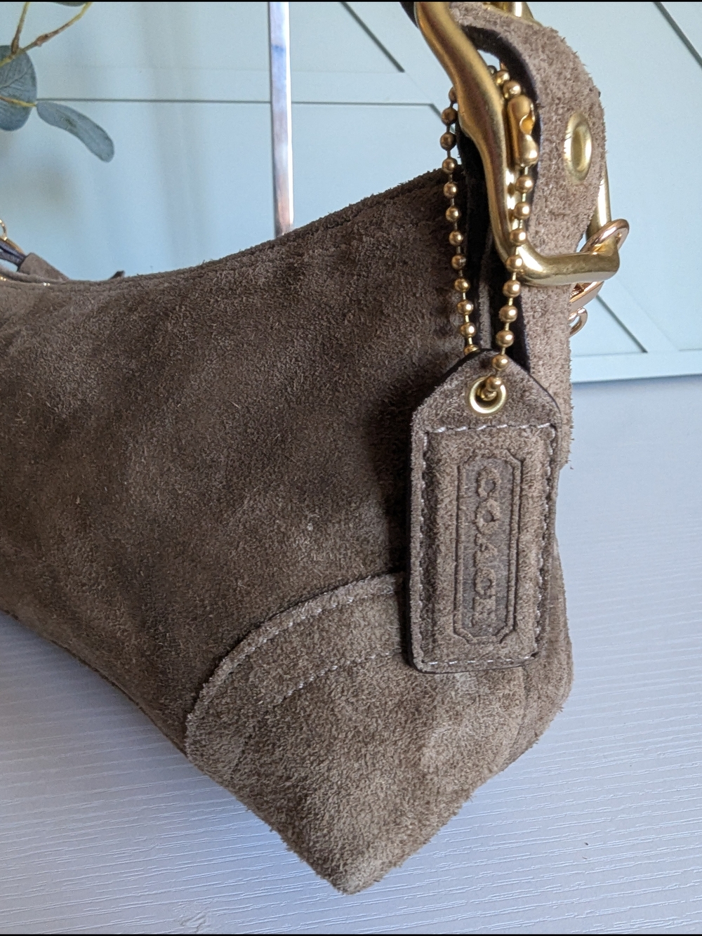 vintage Coach Hamptons Demi Suede Baguette Bag - Picture 5 of 13